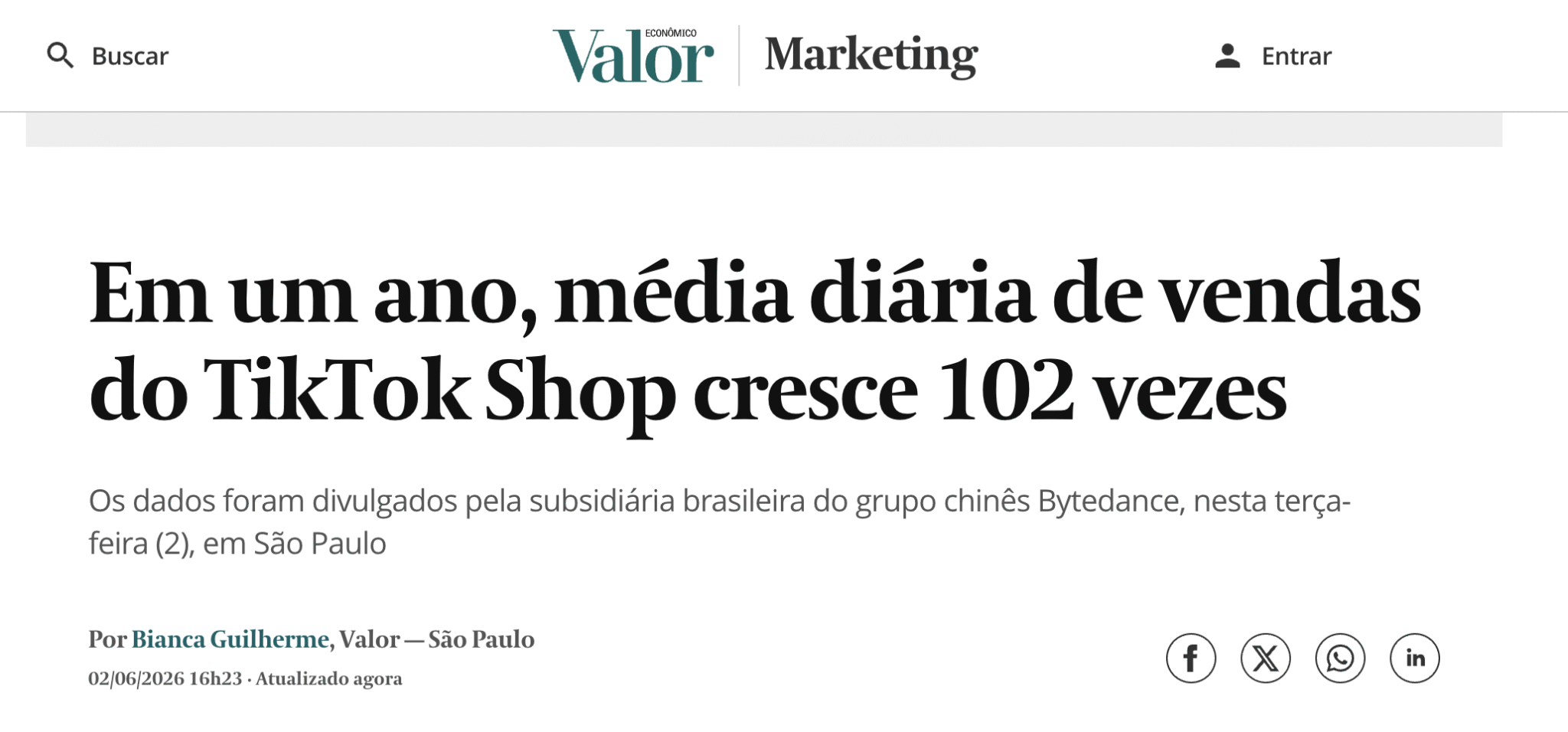 TikTok Shop cresceu 102x — Valor Econômico